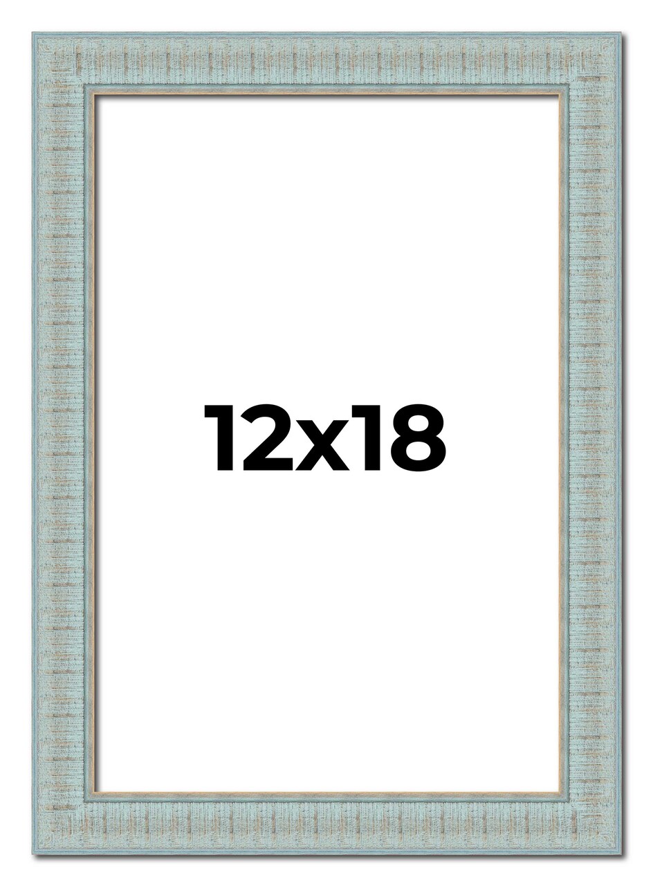 12x18 Refined Picture Frame with UV-Resistant Acrylic & Acid Free Backing, Available in 5 Finishes - Black, Blue, Gold, Silver, and White